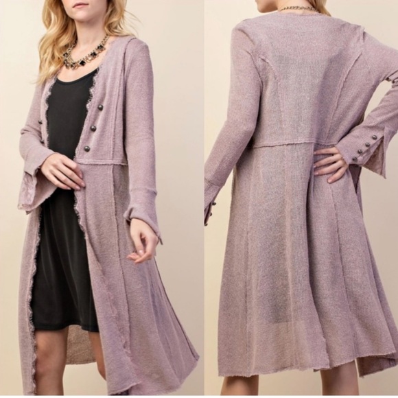 Vocal Other - Jordy Button Down Cardigan - Mauve/Lilac Color